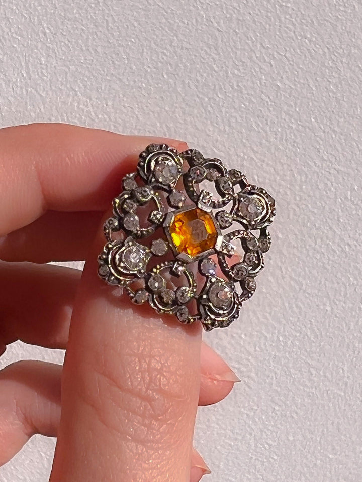 WITH CLASP FIX FOR A Superb 1860’s Sterling Brooch In Diamond + Topaz Paste