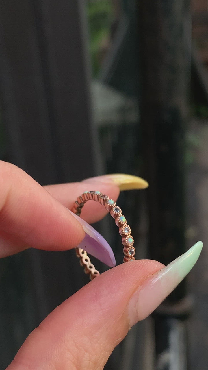 Opal and Blue Diamond Eternity Band Size 9.5