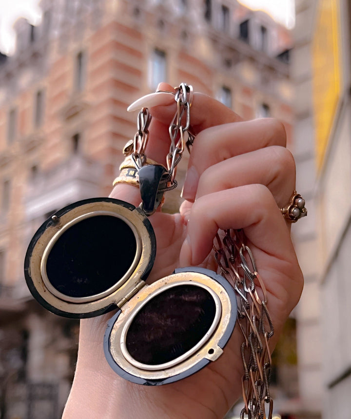 Chic 1860's Black Enamel Locket