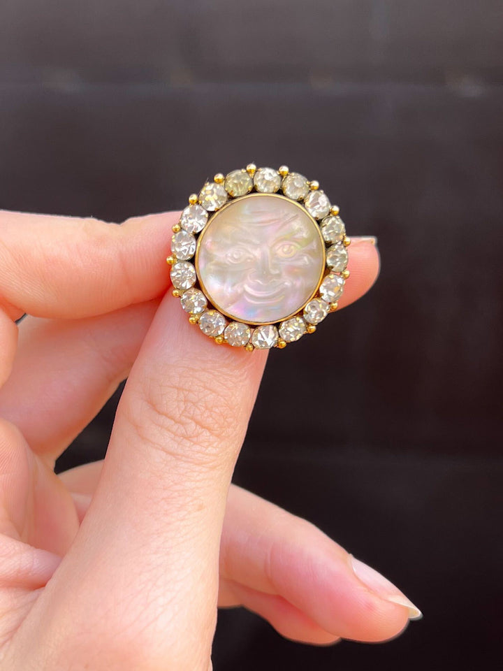 Superb Luminescent “Man in the Moon” Brooch