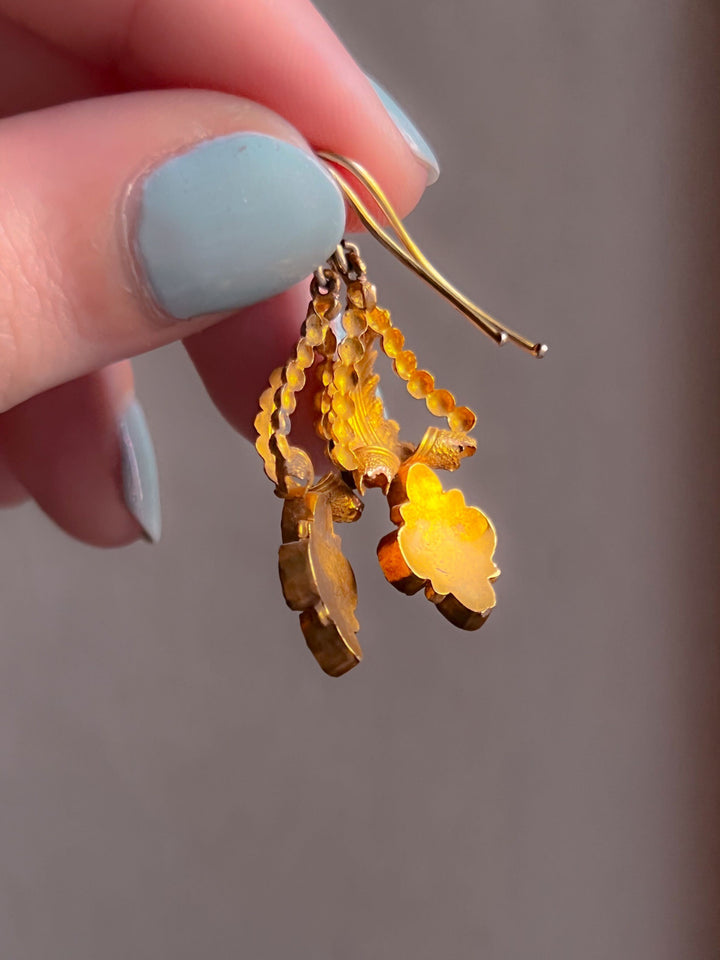 15k Foiled Pink Tourmaline Earrings