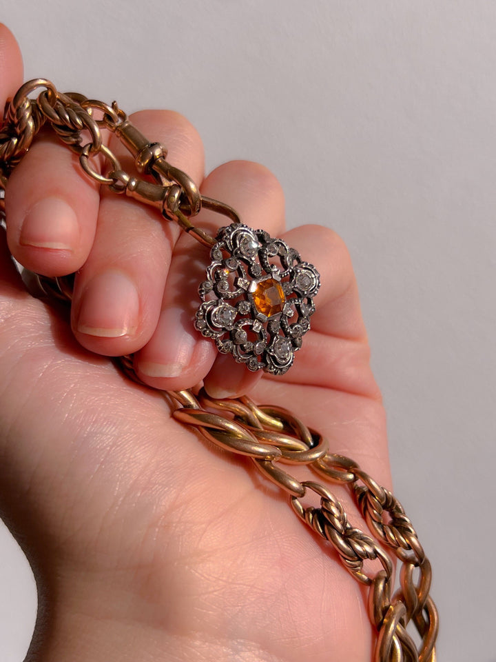 WITH CLASP FIX FOR A Superb 1860’s Sterling Brooch In Diamond + Topaz Paste