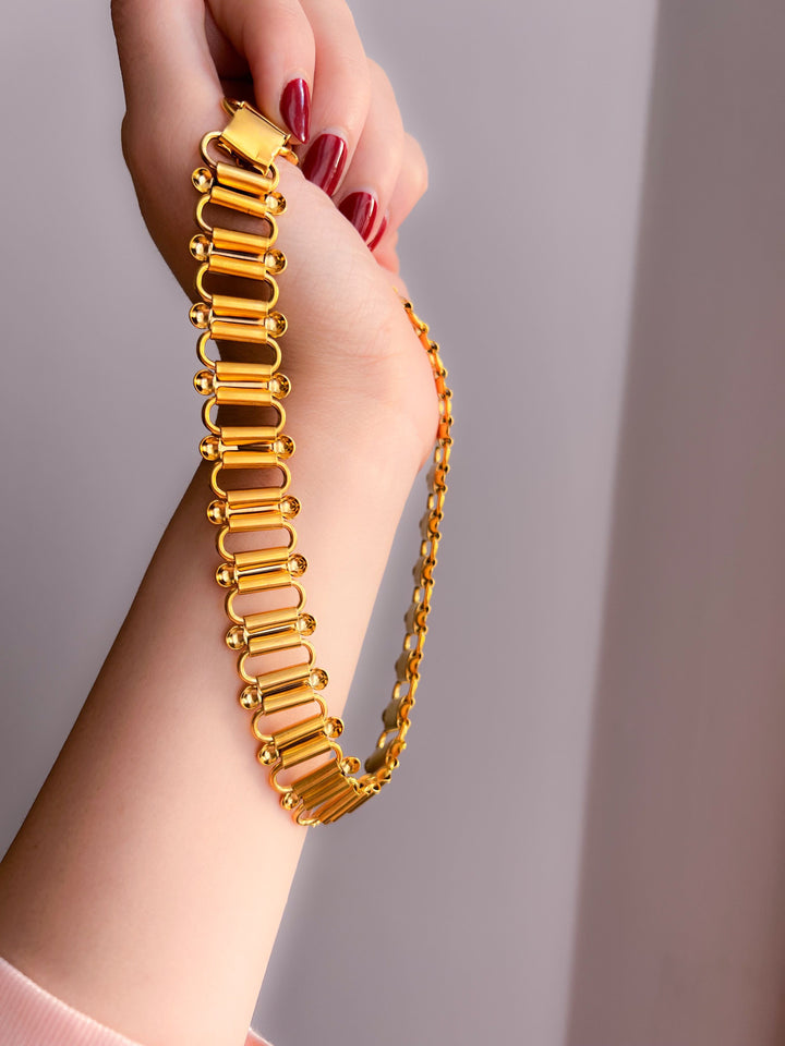 Sumptuous 18k Gold Over Jeweler's Brass Archaeological Revival Collar