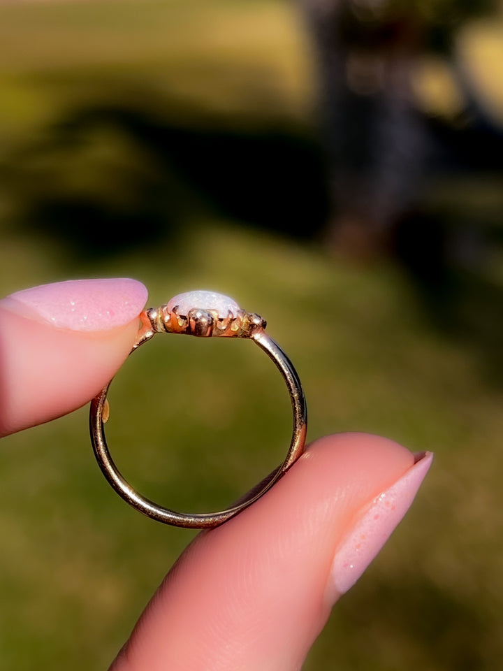 Victorian Opal and Diamond Compass Ring in 14K
