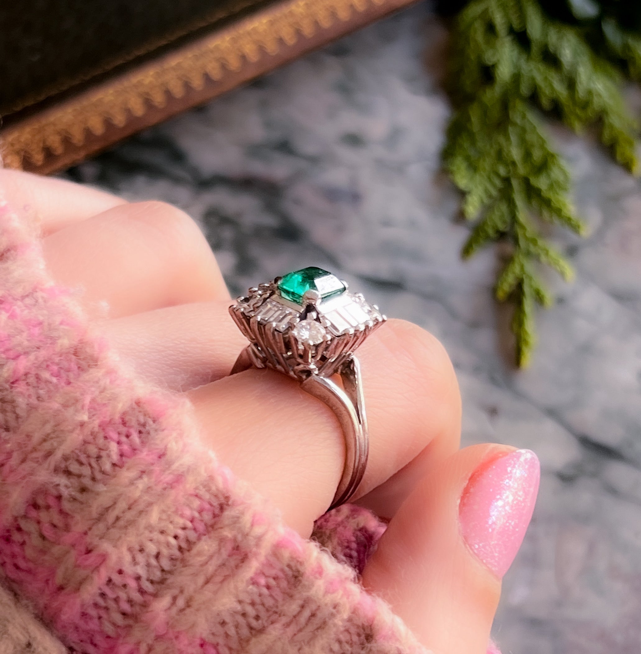 Outstanding Emerald Cocktail Ring Circa 1970