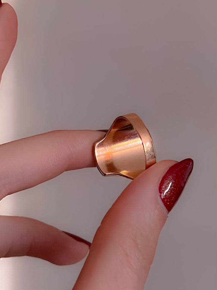 Victorian Onyx and Diamond Gold Inlaid Lily of the Valley Ring