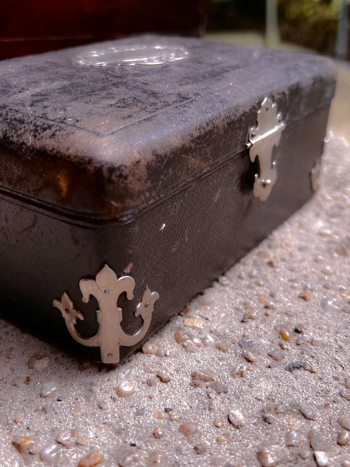 Blue Silk and Black Leather Napoleon III Box