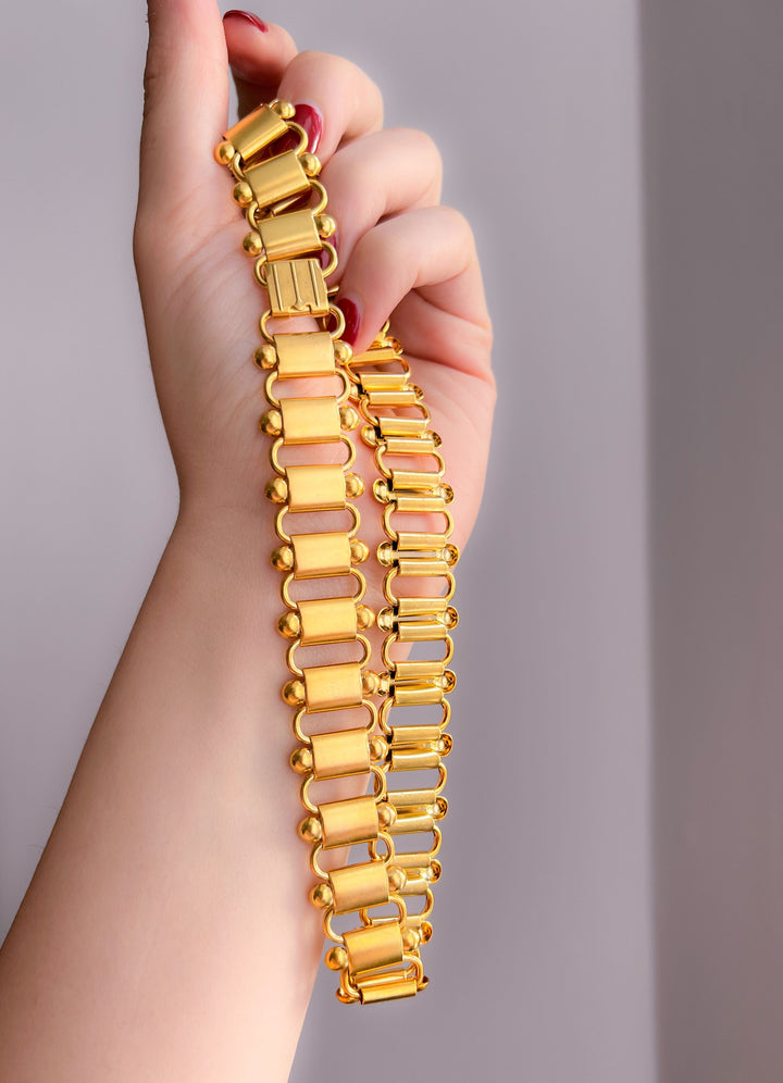 Sumptuous 18k Gold Over Jeweler's Brass Archaeological Revival Collar