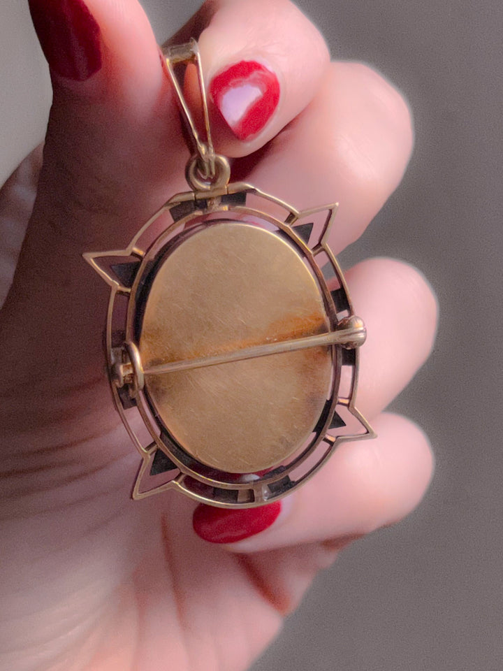 Outrageously Rare Perfect Pink Sardonyx Cameo With Pearls and Diamonds