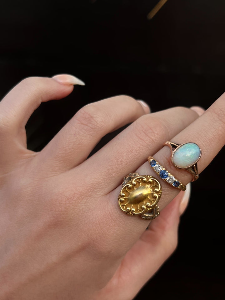 Edwardian Pink Gold Opal Solitaire