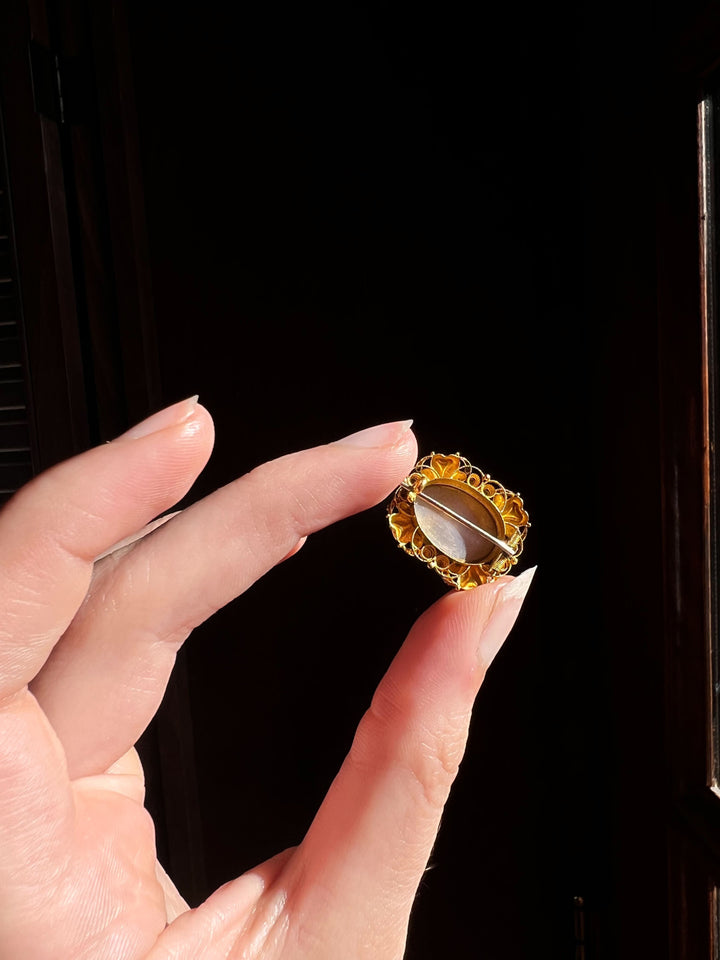 Extremely Rare 18k Coque-De-Perle Brooch