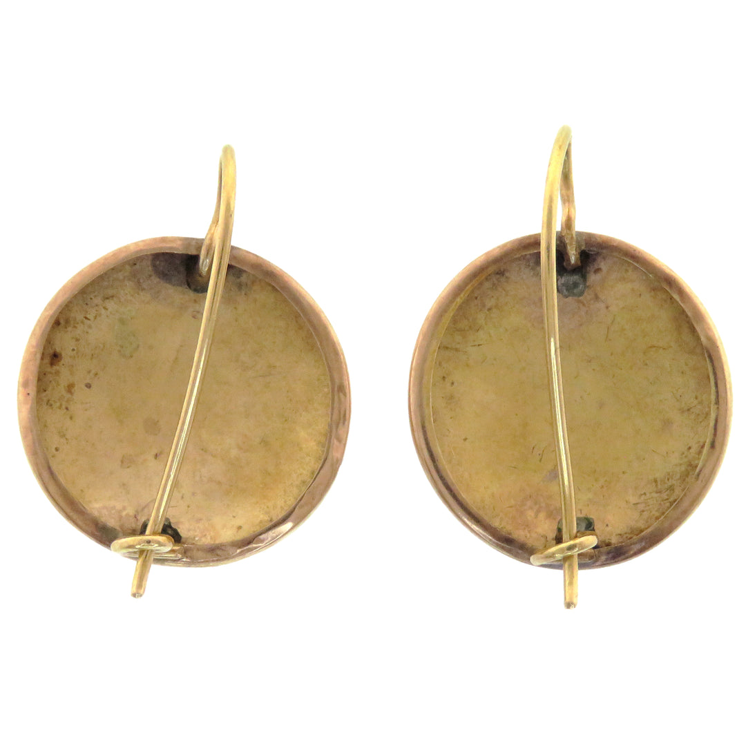 Victorian 14k Button Earrings Initialed GAS