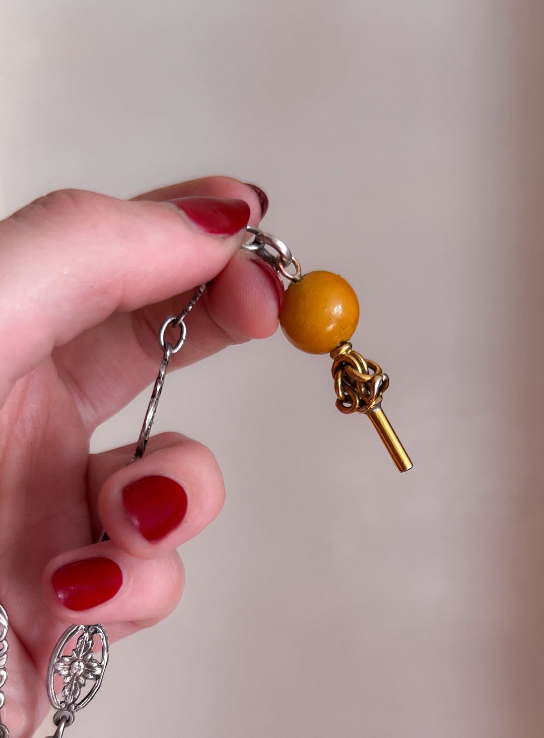 Baltic Amber and 9k Watch Key c. 1830