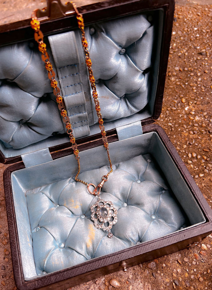 Blue Silk and Black Leather Napoleon III Box