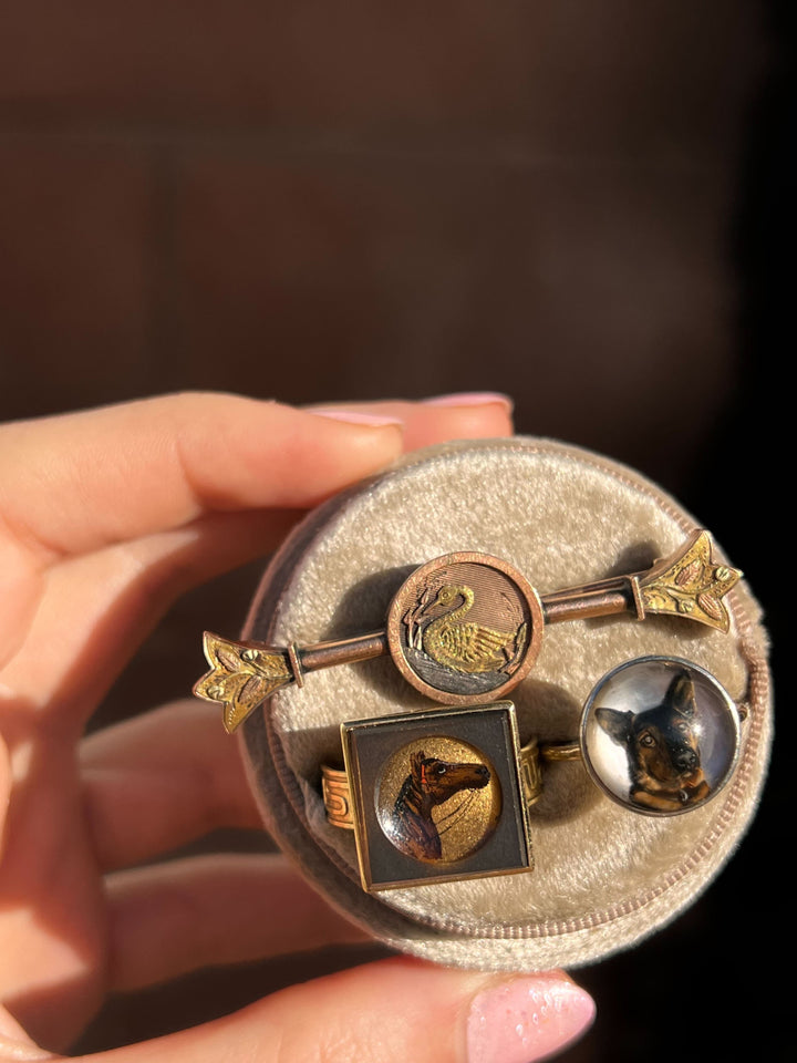 Equestrian Reverse Painted Cufflink Conversion Ring