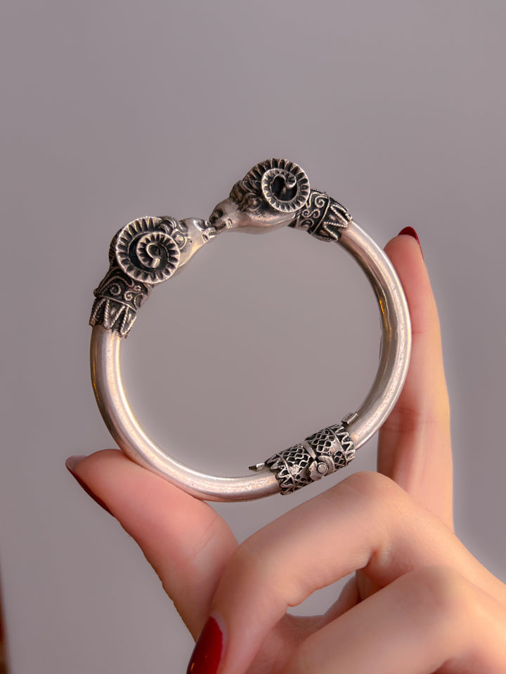 Extremely Rare Sterling Ram Torque Bracelet