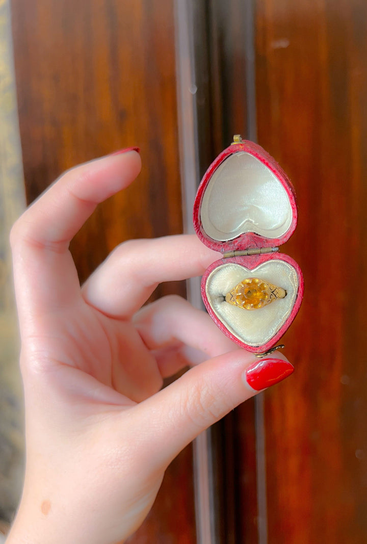 18k Citrine and Black Enamel Solitaire