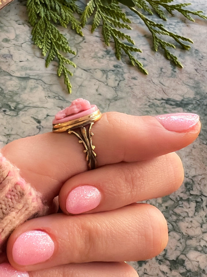 Victorian Pate De Verre Cameo Conversion Ring