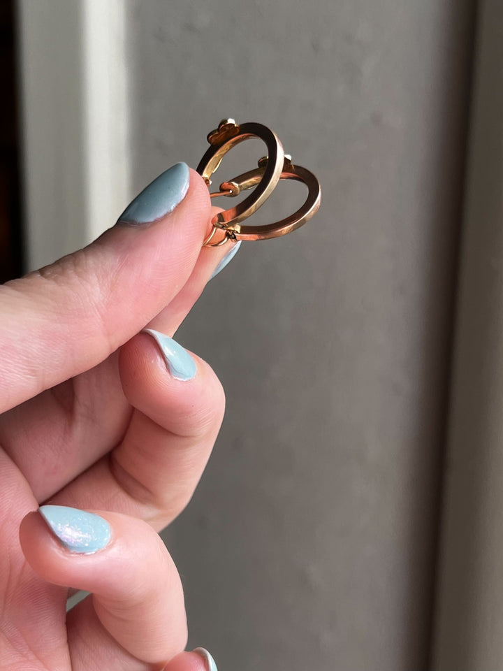 Extremely Rare Victorian 15k Pink Gold Clover Earrings