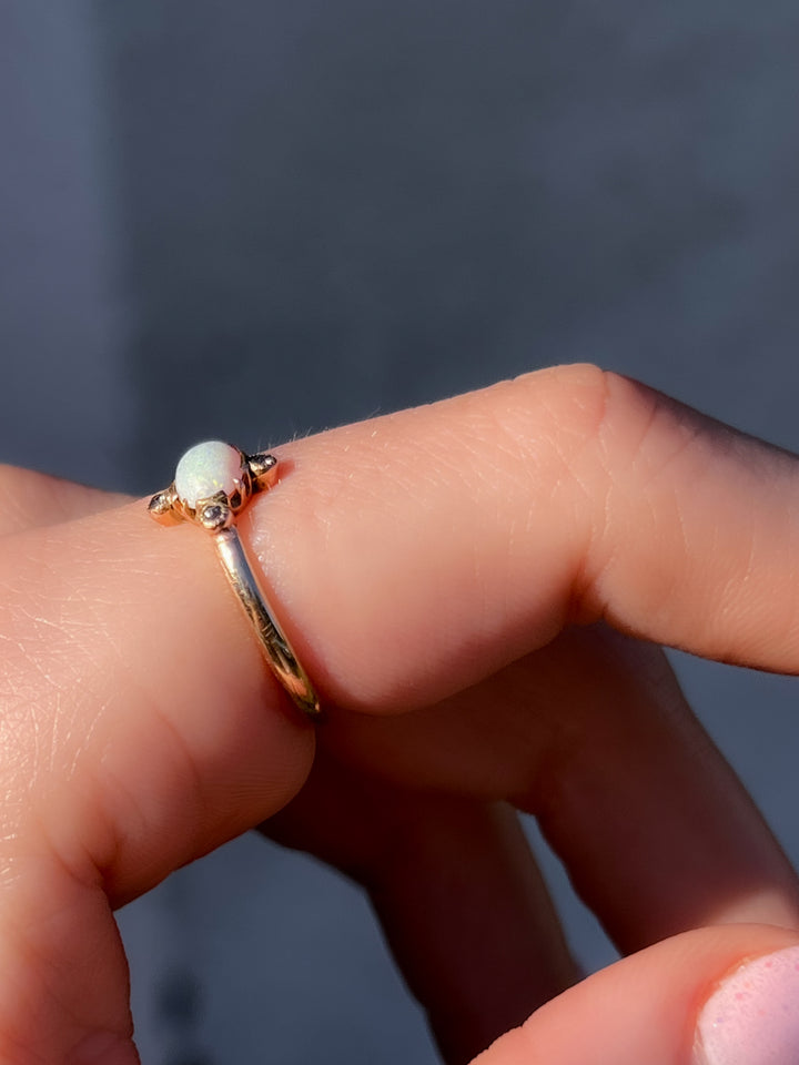 Victorian Opal and Diamond Compass Ring in 14K