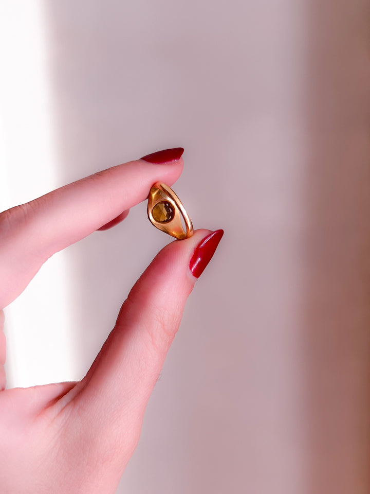 18k Citrine and Black Enamel Solitaire