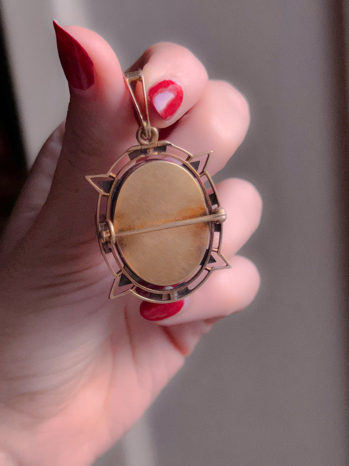 Outrageously Rare Perfect Pink Sardonyx Cameo With Pearls and Diamonds