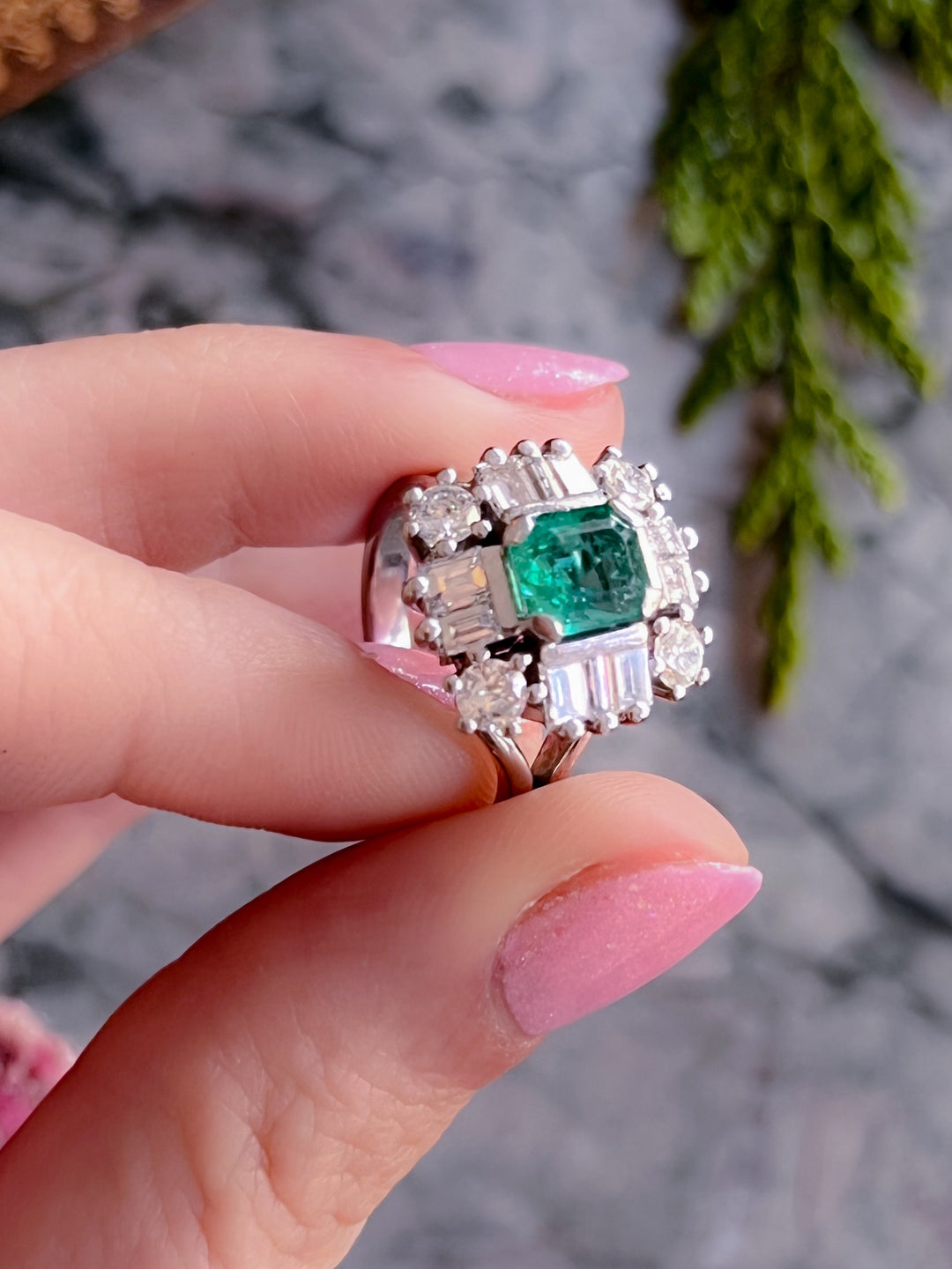 Outstanding Emerald Cocktail Ring Circa 1970