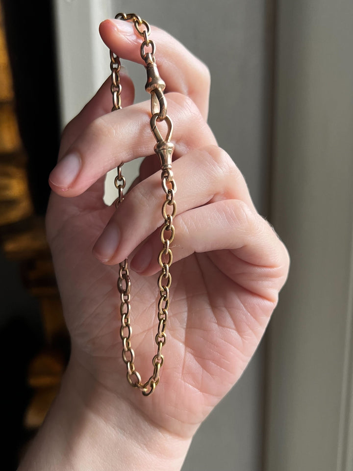 10” Bracelet or Component Chain with Two Dog Clips Set in 15k and 9k