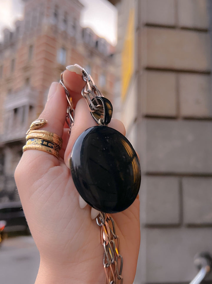 Chic 1860's Black Enamel Locket
