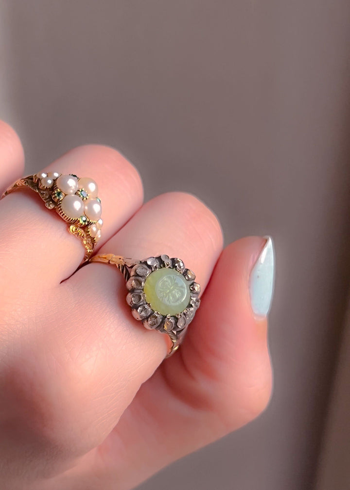 Stunning Late 19th Century Dutch Green Agate Intaglio Ring