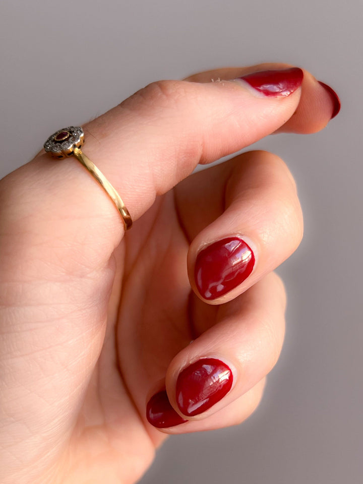 Victorian Ruby and Diamond 14k Daisy Ring