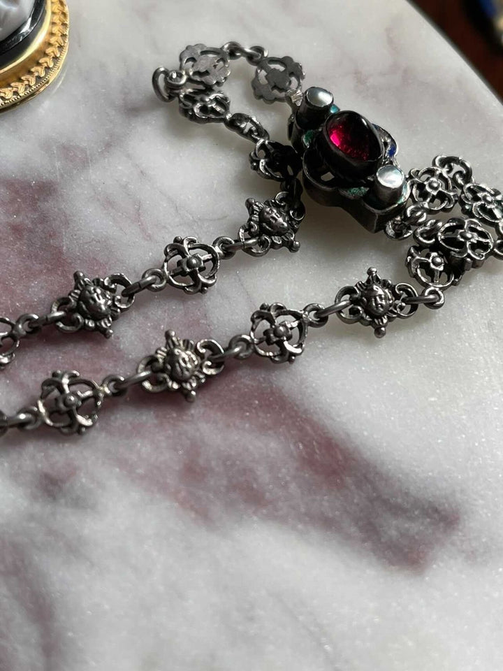 Austro-Hungarian Sterling Garnet Necklace