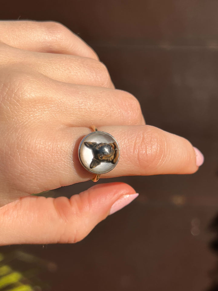 14k German Shepherd Cufflink Conversion Ring