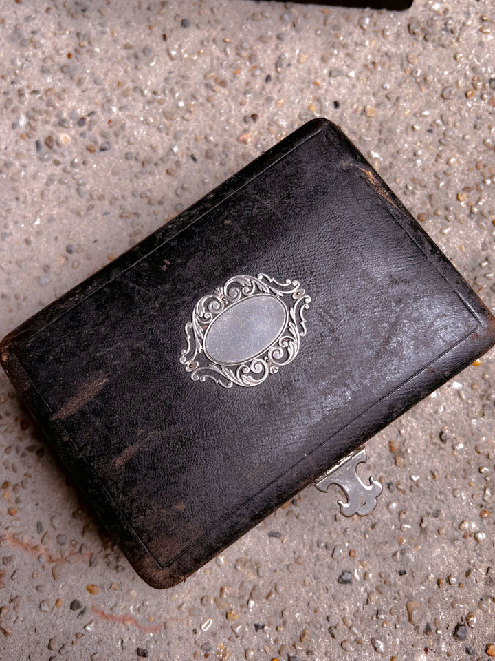 Blue Silk and Black Leather Napoleon III Box