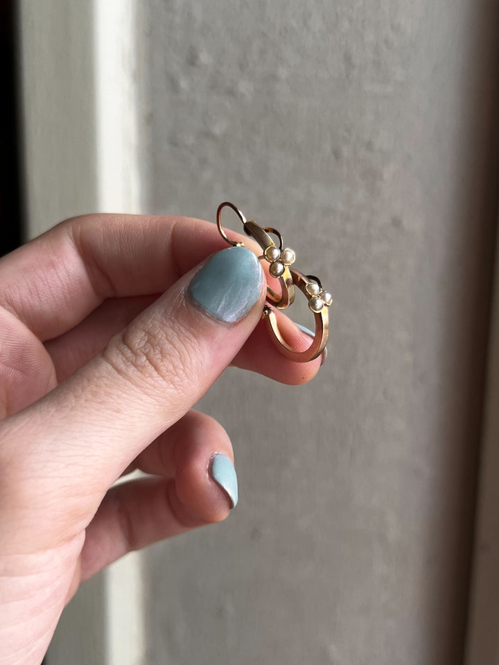 Extremely Rare Victorian 15k Pink Gold Clover Earrings
