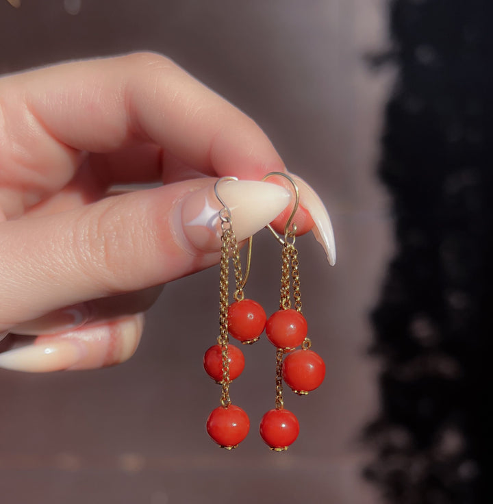 Incredible Coral Bauble Earrings in 15k