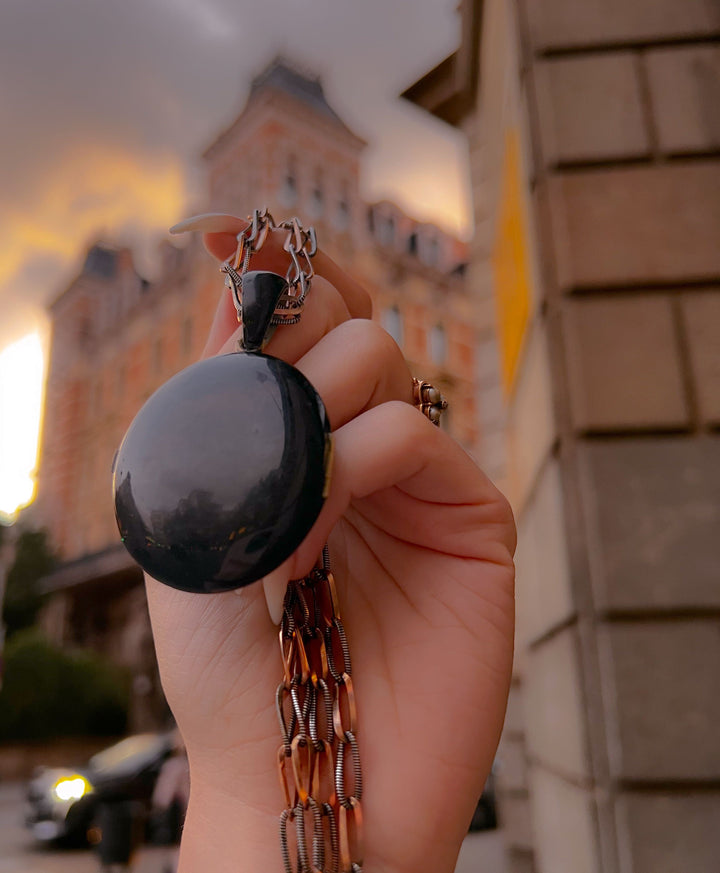 Chic 1860's Black Enamel Locket