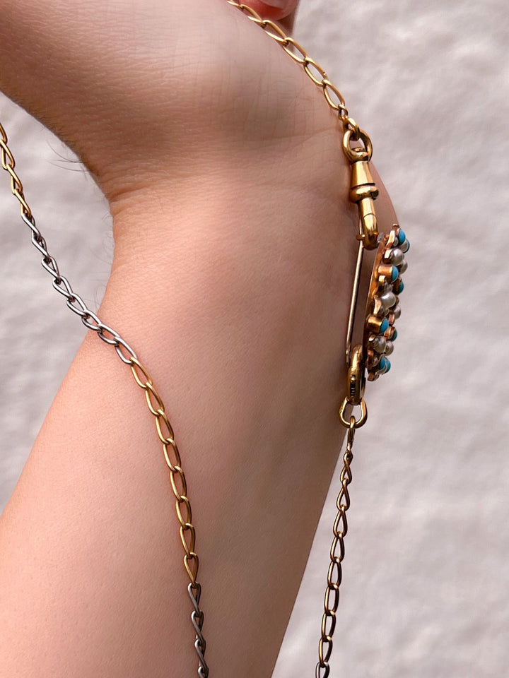 Victorian Turquoise and Pearl Floral Wreath