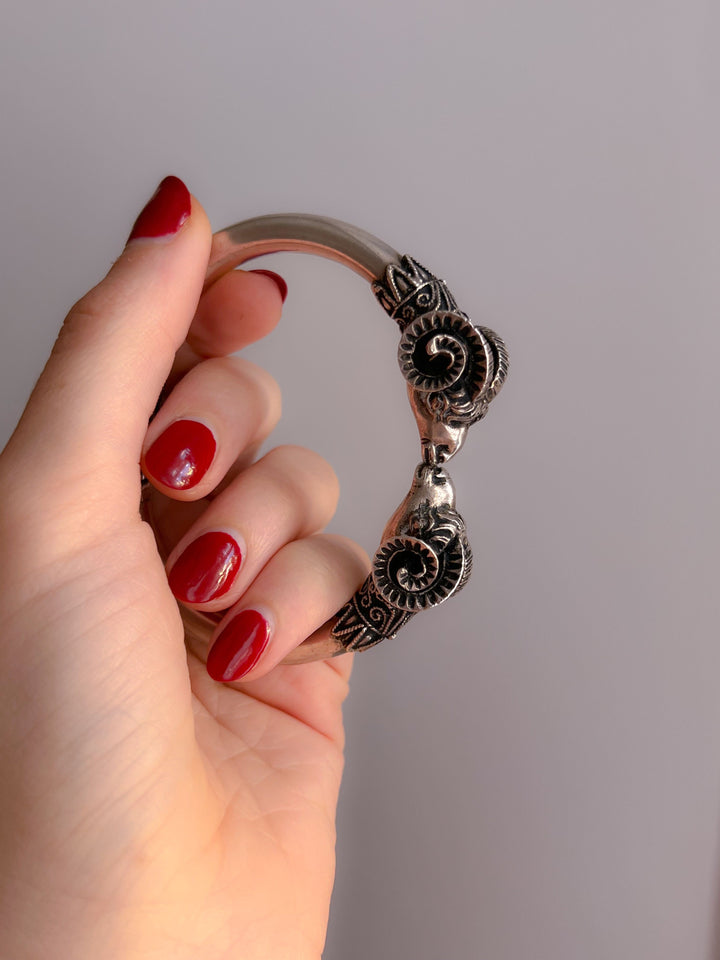 Extremely Rare Sterling Ram Torque Bracelet