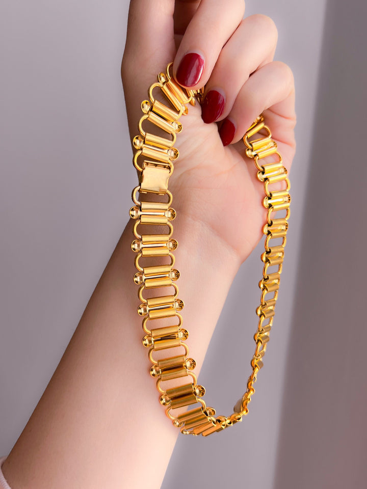 Sumptuous 18k Gold Over Jeweler's Brass Archaeological Revival Collar