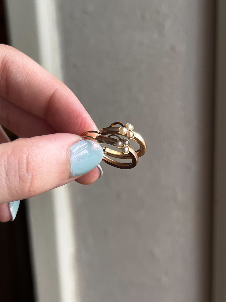 Extremely Rare Victorian 15k Pink Gold Clover Earrings
