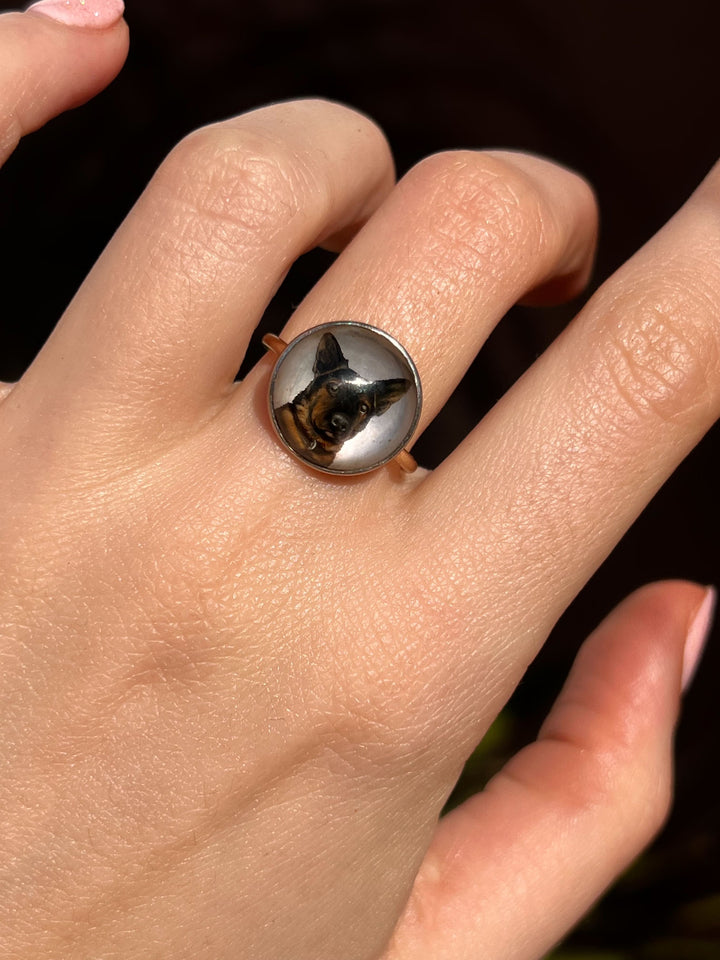 14k German Shepherd Cufflink Conversion Ring