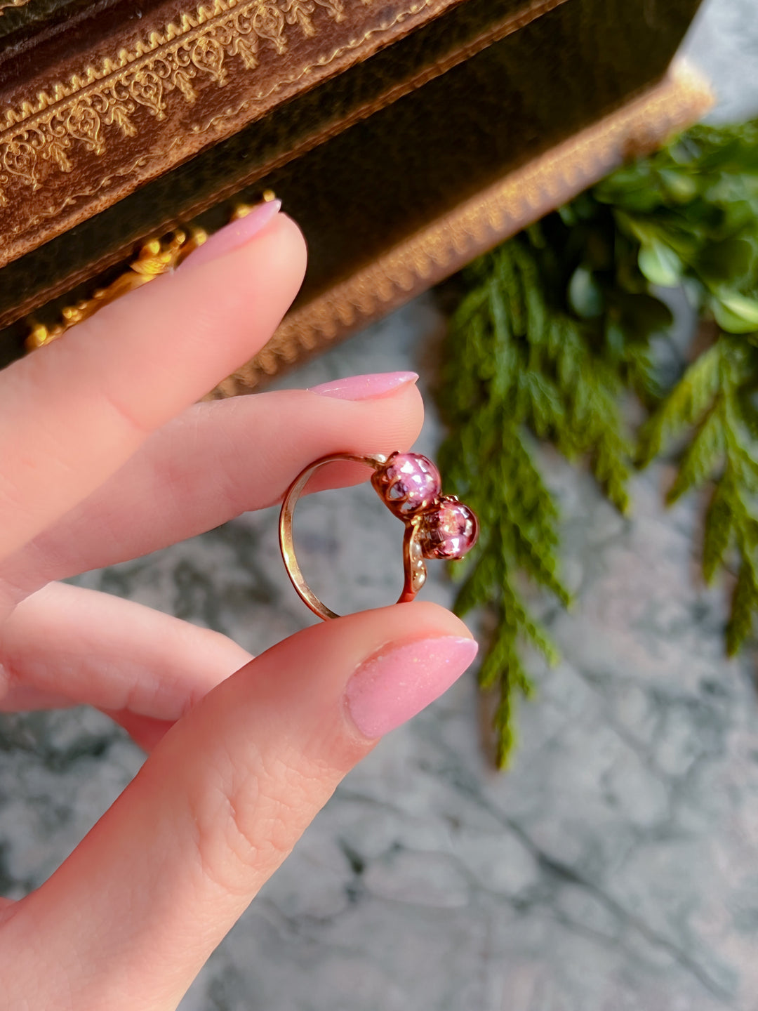 Candy Pink Tourmaline Cabochon Ring in 10ct