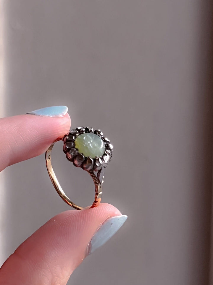 Stunning Late 19th Century Dutch Green Agate Intaglio Ring