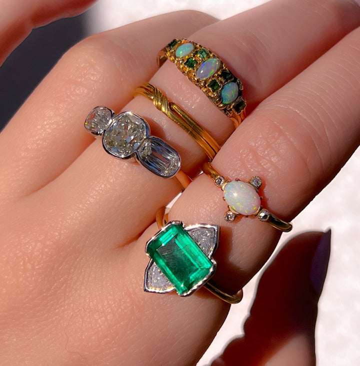 A Superb Victorian 15ct Emerald And Opal Ring