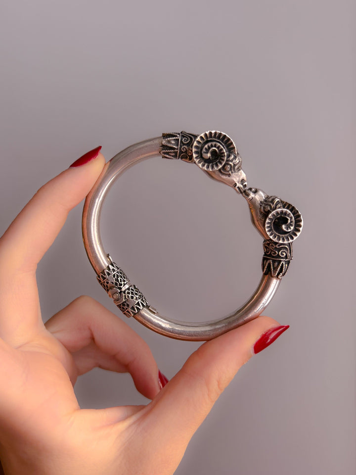 Extremely Rare Sterling Ram Torque Bracelet