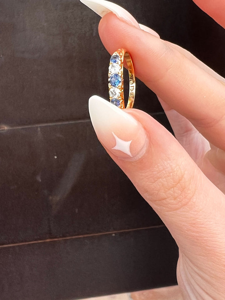 Victorian Sapphire + Diamond Band 18k