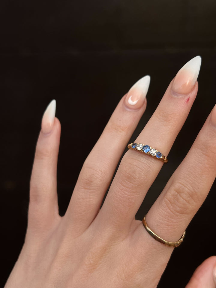 Victorian Sapphire + Diamond Band 18k