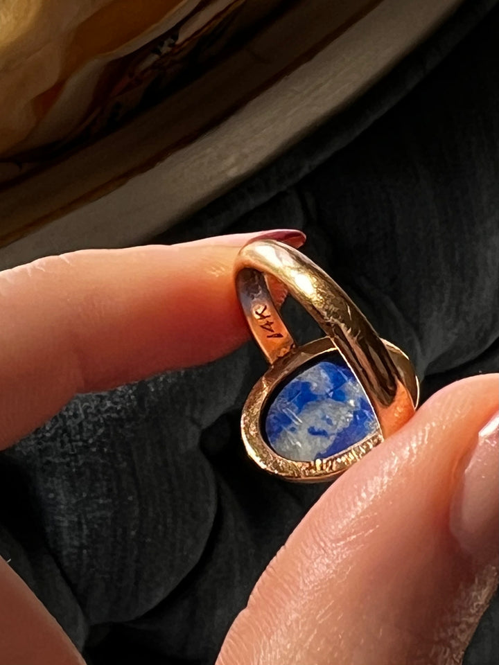 Superb Victorian Egyptian Revival Lapis Scarab Ring