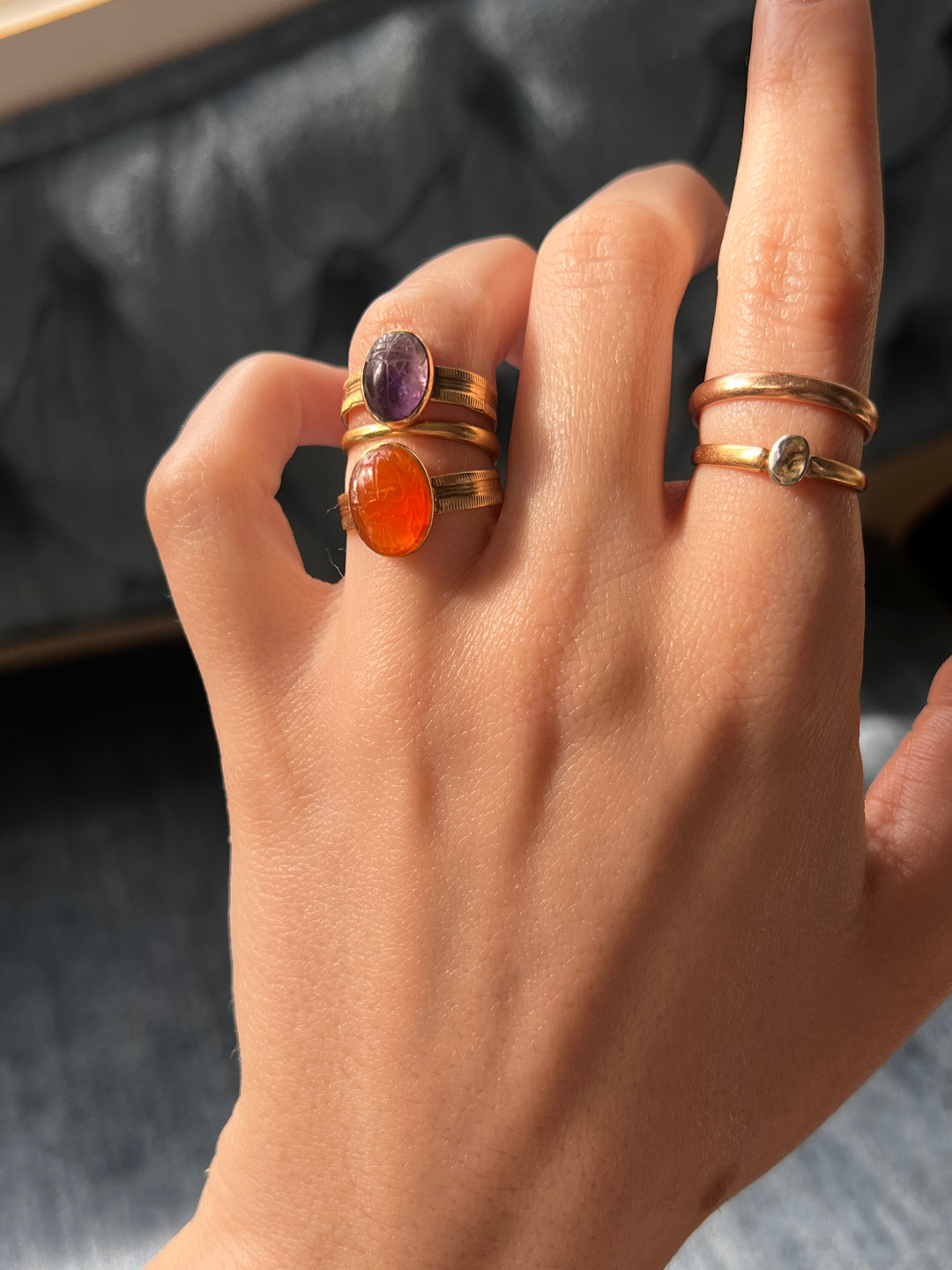 Victorian Egyptian Revival Carnelian Scarab Conversion Ring